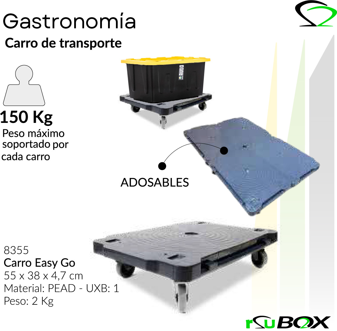 Art. 8355 — Carro Easy Go 55×38×4,7 cm, hasta 150 kg